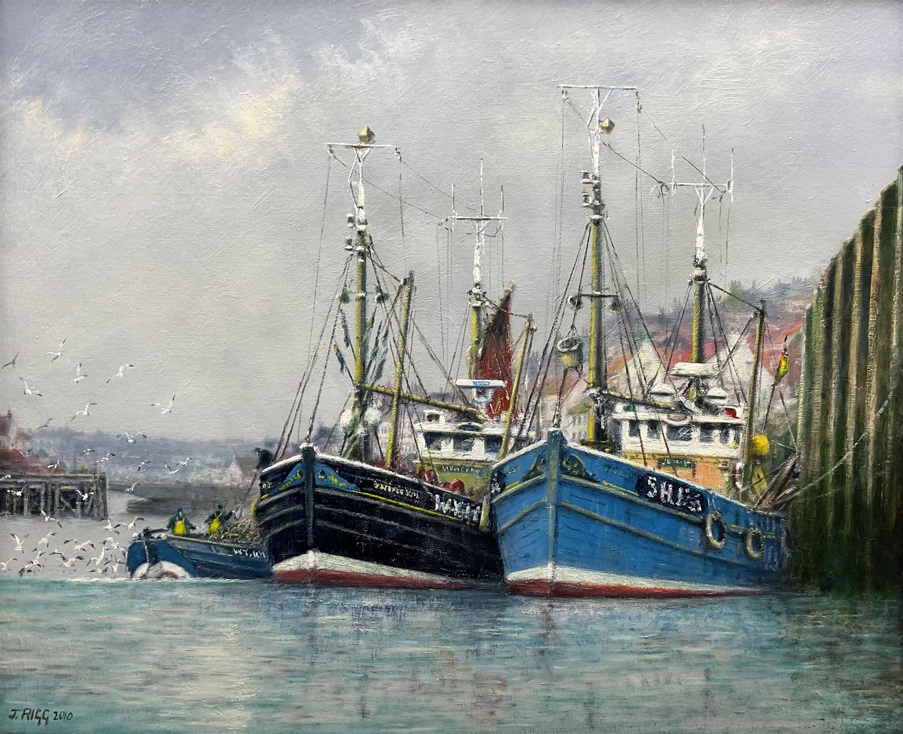 Jack Rigg (British 1927-2023): 'Whitby Harbour', oil on canvas board signed and dated 2010, titled verso 46cm x 60cm 
Provenance: exh. Fylingdales Group of Artists, Whitby, label verso