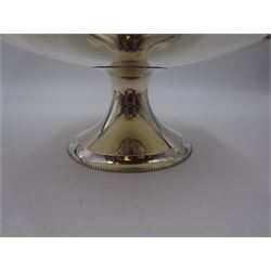 1930s silver pedestal bowl, of circular form, with pierced foliate rim, upon circular foot, hallmarked Blackmore & Fletcher Ltd, London 1931, H12.5cm, D20cm