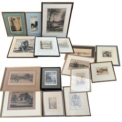 Collection of etchings including one of Whitby by various hands to include Edward Cherry, H Parkinson, Frank H etc (16)