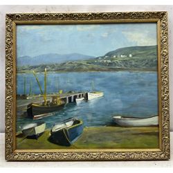 Scottish School (Mid 20th century): Harbour Scene, oil on board unsigned 47cm x 53cm 