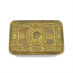 WWI Princess Mary 1914 Christmas Tin, containing original bullet pencil and Christmas card 