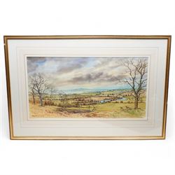 Walter Cecil Horsnell (British 1911-1997): 'Landscape Between Burnsall & Hebden Showing Burnsall Fell', watercolour signed, titled verso; George 'Griff' Griffiths (British 1939-2017): Expansive Landscape, watercolour signed; together with a similar watercolour of Brimham Rocks max 35cm x 68cm (3)