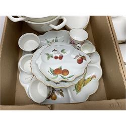 Royal Worcester ceramics, including Evesham pattern tureens and serving dishes and Contessa pattern oval side plates, together with a pair of Wedgwood Silver Ermine pattern twin handled tureens and covers