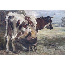 Andrew Douglas RSA (Scottish 1870-1935): Milking Time, oil on canvas signed 'André Douglas...