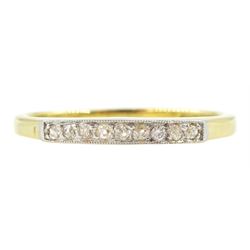 Early 20th century milgrain set nine stone old cut diamond ring, stamped 18ct