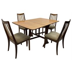 G-Plan - teak folding dining table (91cm x 136cm, H72cm), and a set of four chairs