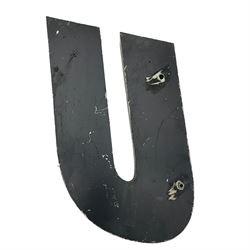 Four large black painted letters A, B, U and Y, largest H82cm