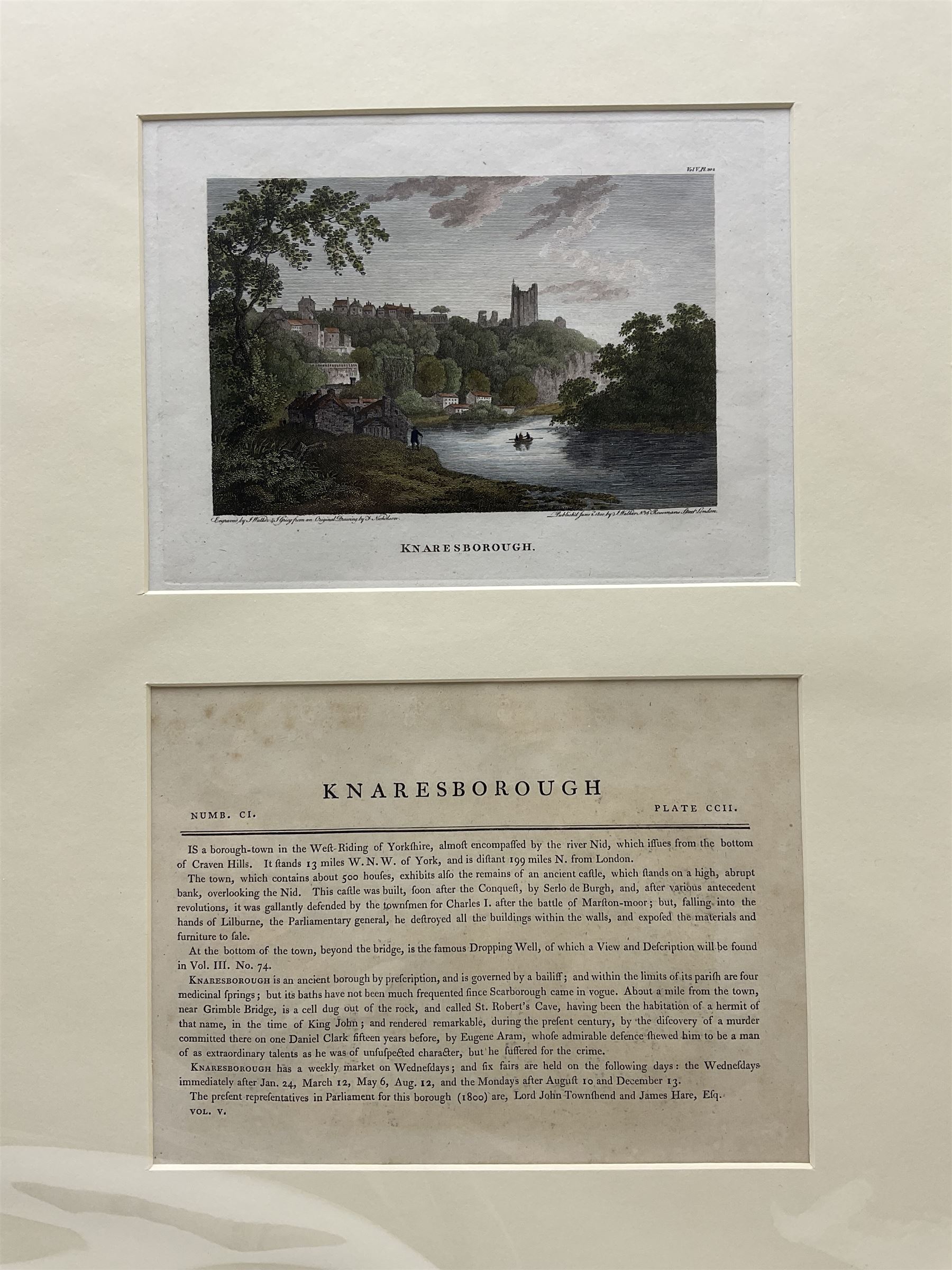 Francis Nicholson (British 1753-1844): Whitby, Knaresborough, Ripon, Aysgill Force, et al., collection of early 19th century engravings and lithographs, each mounted and housed in a bespoke folder