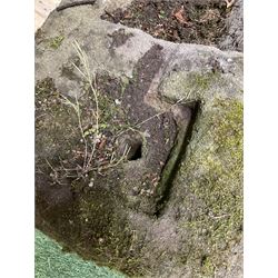 19th century rectangular stone trough, with small division - THIS LOT IS TO BE COLLECTED BY APPOINTMENT FROM DUGGLEBY STORAGE, GREAT HILL, EASTFIELD, SCARBOROUGH, YO11 3TX