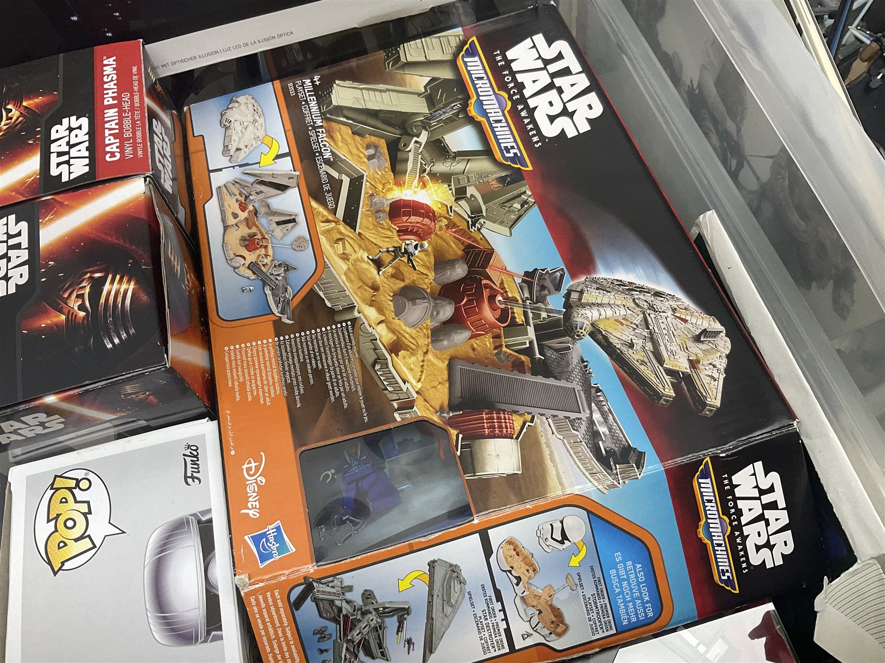 Star Wars collectables, to include Jeremy Bulloch signed poster, Funko! figures, die-cast vehicles etc, in two boxes