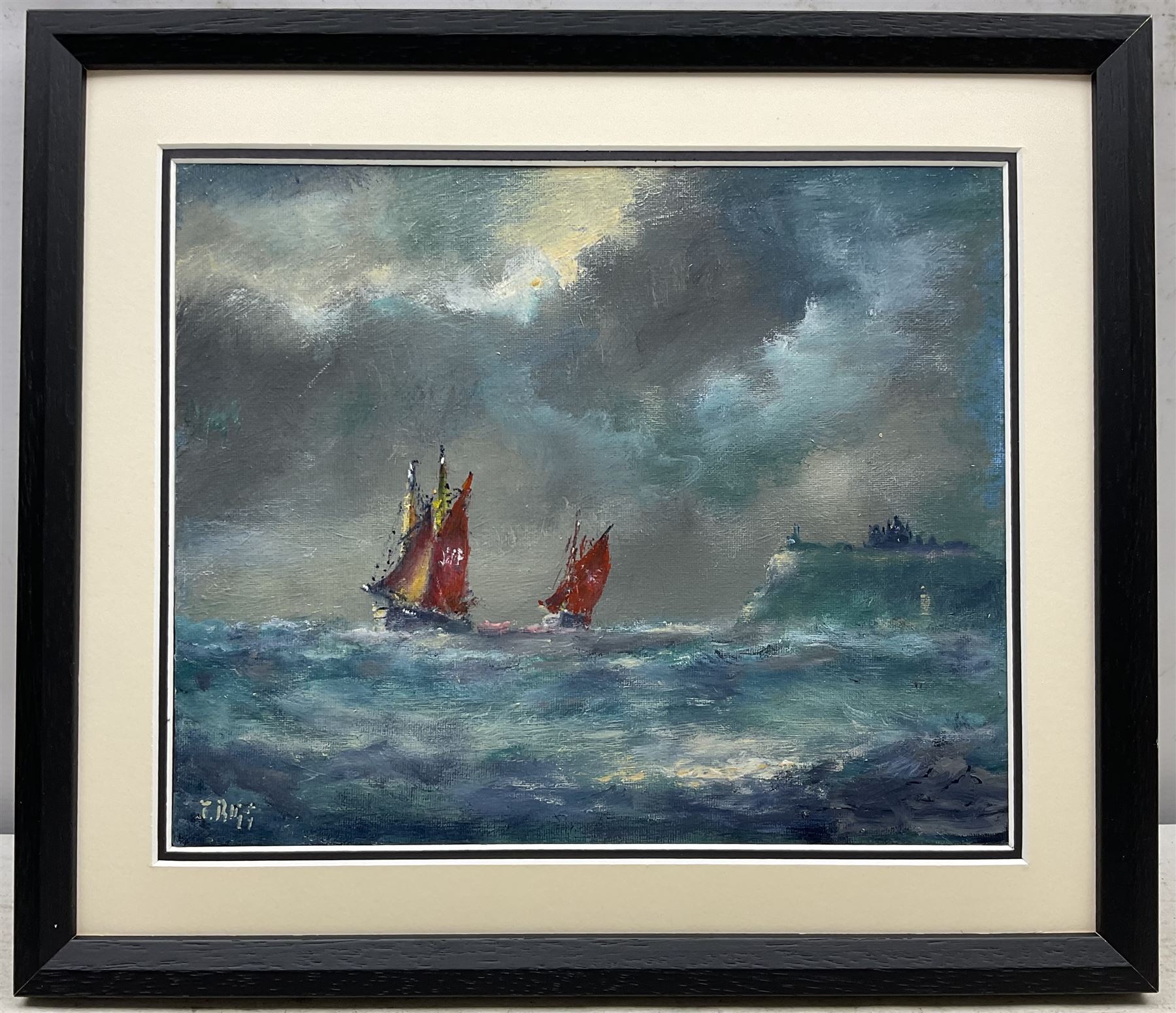 Jack Rigg (British 1927-2023): Shipping off Whitby, oil on canvas board signed, dated 2019 verso 25cm x 30cm