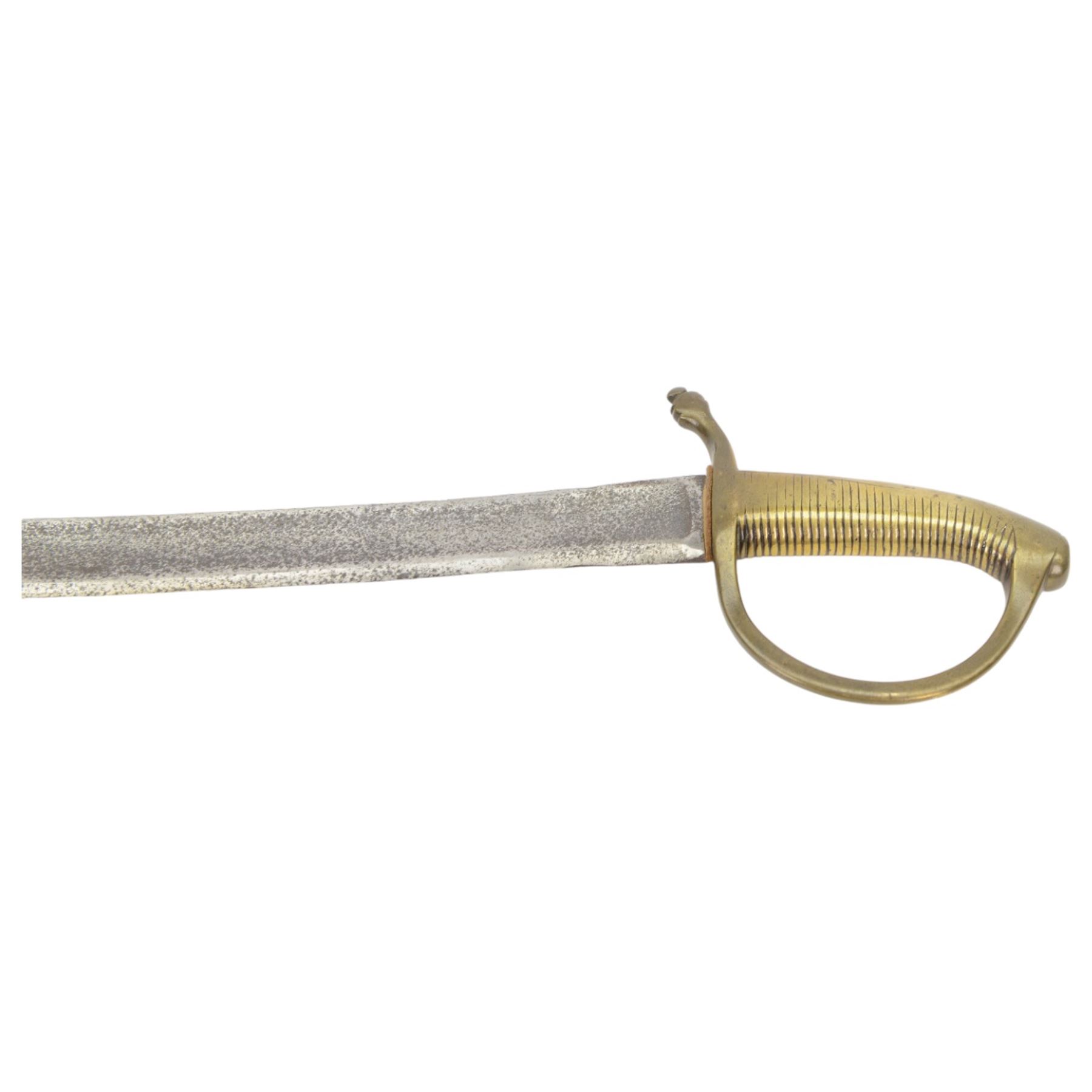 French model 1816 briquet short sword, curved single edge blade, with brass hilt and ribbed grip, overall L81cm 