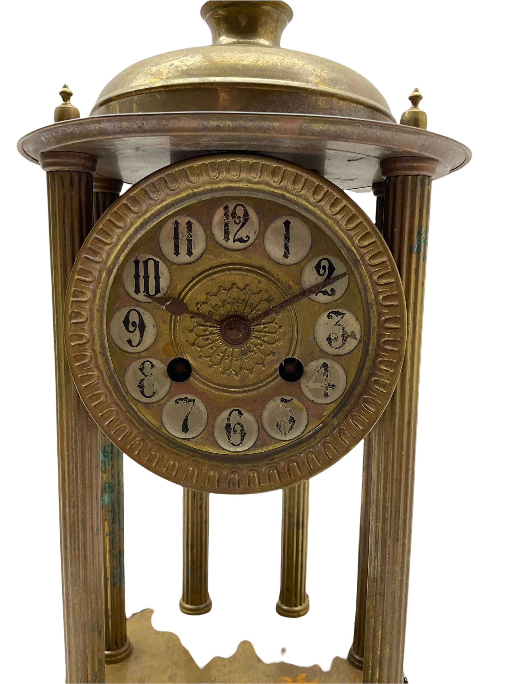 A French Gilt Brass Rotunda Mantle Clock With An Eight Day Enclosed
