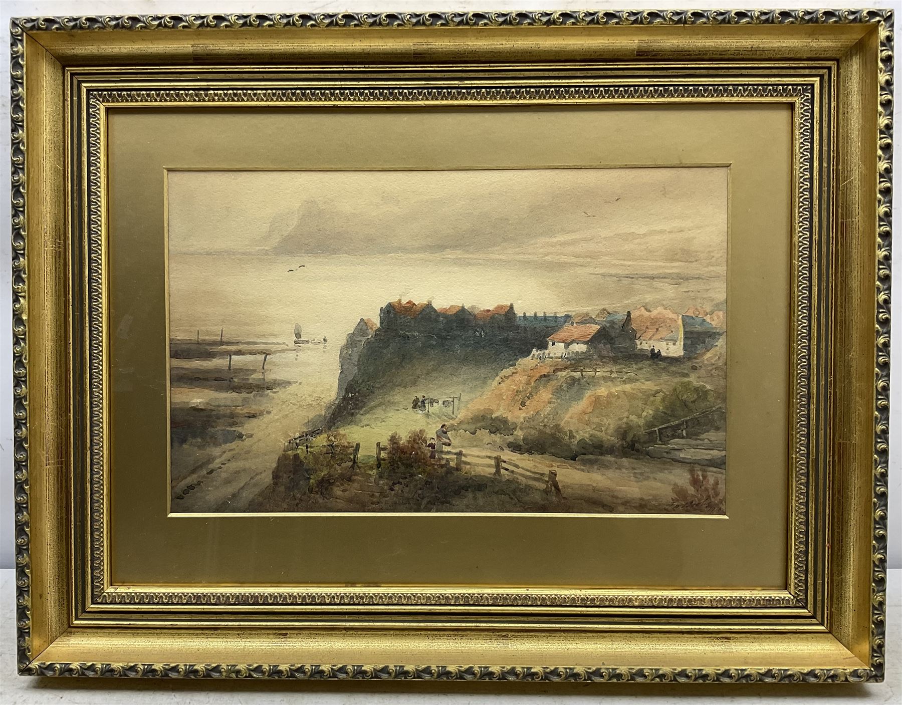 Frederick William Booty (British 1840-1924): Robin Hood's Bay - Evening, watercolour signed and dated 1918, 24.5cm x 39.5cm