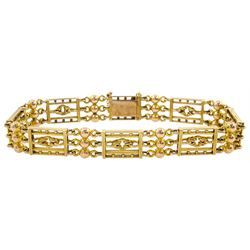 Early 20th century 15ct gold fancy link bracelet, stamped 15c