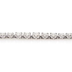 18ct white gold diamond riviere necklace, one hundred and twenty brilliant cut diamonds of 5.01 carat, stamped K18, with insurance document dated 2023