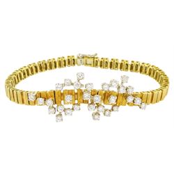 18ct gold round brilliant cut diamond abstract scatter bracelet, stamped, total diamond we...