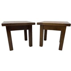 John Lewis - 'Bergerac' oak lamp tables, square plank top over straight square supports