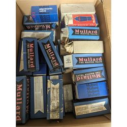 Large collection of thermionic valves/vacuum tubes, including Phillips, Osram and Mullard examples, mostly boxed 