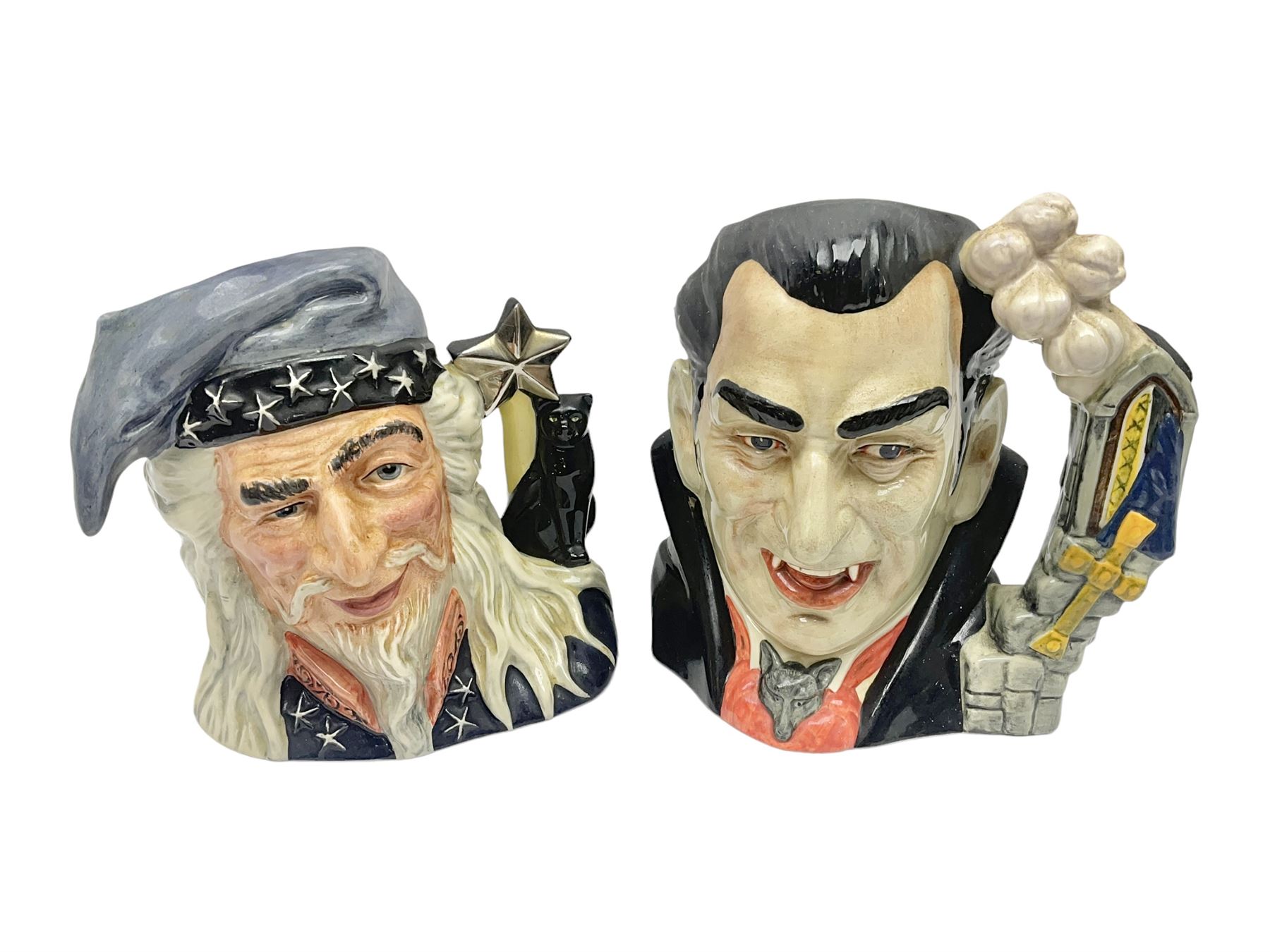 Two Royal Doulton character jugs, comprising Count Dracula D7053 and The Wizard D6862  