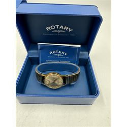 Rotary gentleman's 9ct gold manual wind wristwatch, Birmingham 1963, on expanding gilt strap, boxed