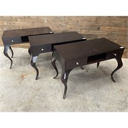 4 x rosewood console dressing tables, with two soft-close drawers