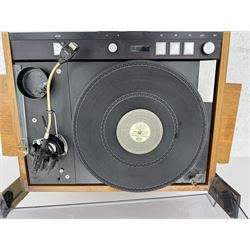 Thorens TD 126 MKII turntable record deck with SME tonearm, within teak case, together with a pair of Mordaunt-Short MS235 speakers, speakers H53cm