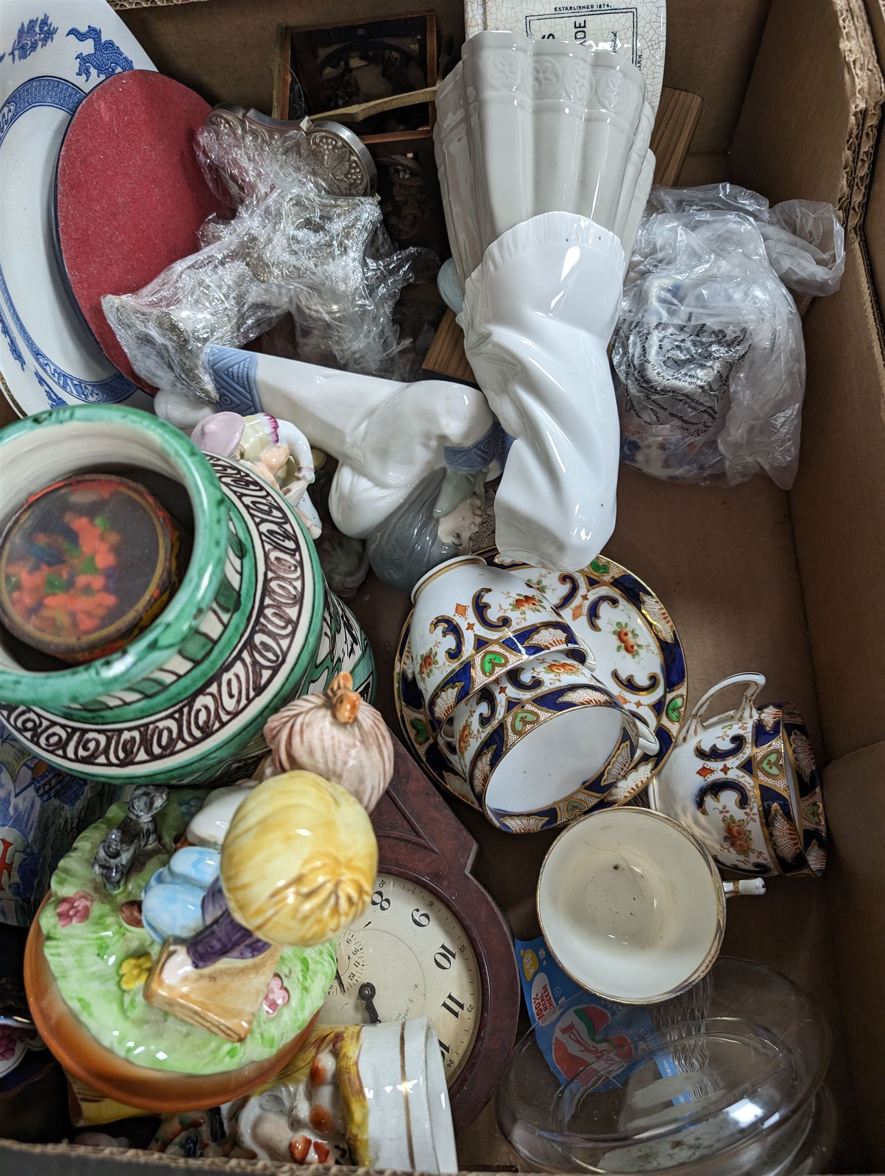 Victorian and later ceramics, including Beswick teapot, Caithness glass vase and other collectables, in four boxes 