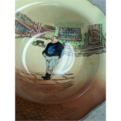 Royal Doulton ceramics, to include Falstaff figure and plate, Dickens Ware The Fat Boy bowl and one other plate