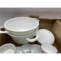 Royal Worcester ceramics, including Evesham pattern tureens and serving dishes and Contessa pattern oval side plates, together with a pair of Wedgwood Silver Ermine pattern twin handled tureens and covers