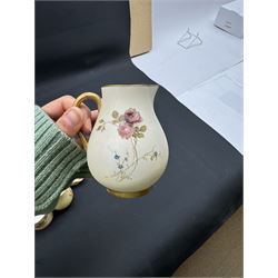 Collection of Royal Worcester blush ivory ceramics, including a graduating set of posey baskets, miniature flatback jug, covered jars etc (19) 