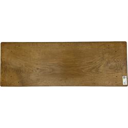 Yorkshire Oak - oak coffee table, rectangular top on octagonal supports, united by plain stretchers 