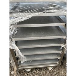 Stainless steel commercial tray rack trolley, 18 racks complete with 18 aluminium trays, tray size 66cm x 46 cm - THIS LOT IS TO BE COLLECTED BY APPOINTMENT FROM DUGGLEBY STORAGE, GREAT HILL, EASTFIELD, SCARBOROUGH, YO11 3TX