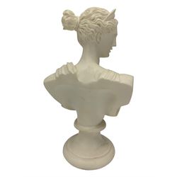 Parian ware model of a female bust on socle plinth, H20cm, resin model of 'Venus', together with other resin and composite classical figures and busts, H42cm max (6)