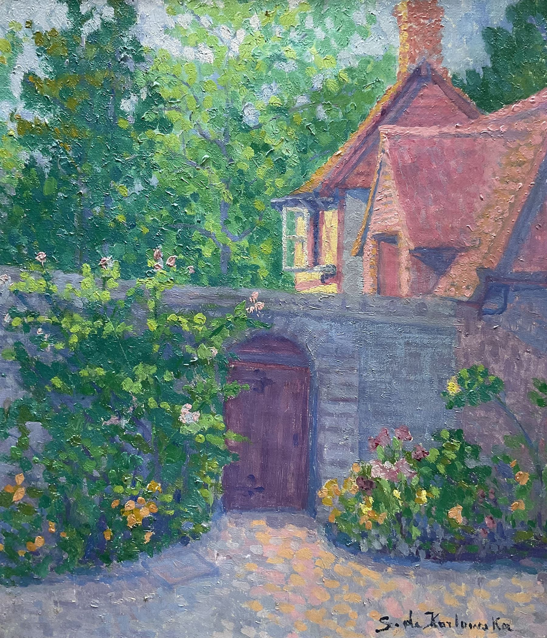 Stanisława de Karłowska (Polish 1876-1952): 'The Garden Gate', oil on canvas signed, titled on gallery label verso 35cm x 30cm 
Provenance: exh. Cork Street Gallery, London 1973, label verso