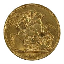 King George V 1911 gold full sovereign coin