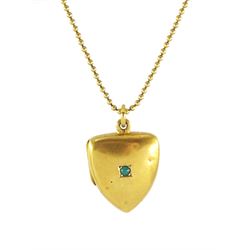 Edwardian 15ct gold single stone turquoise shield design pendant locket, Chester 1901, on ...