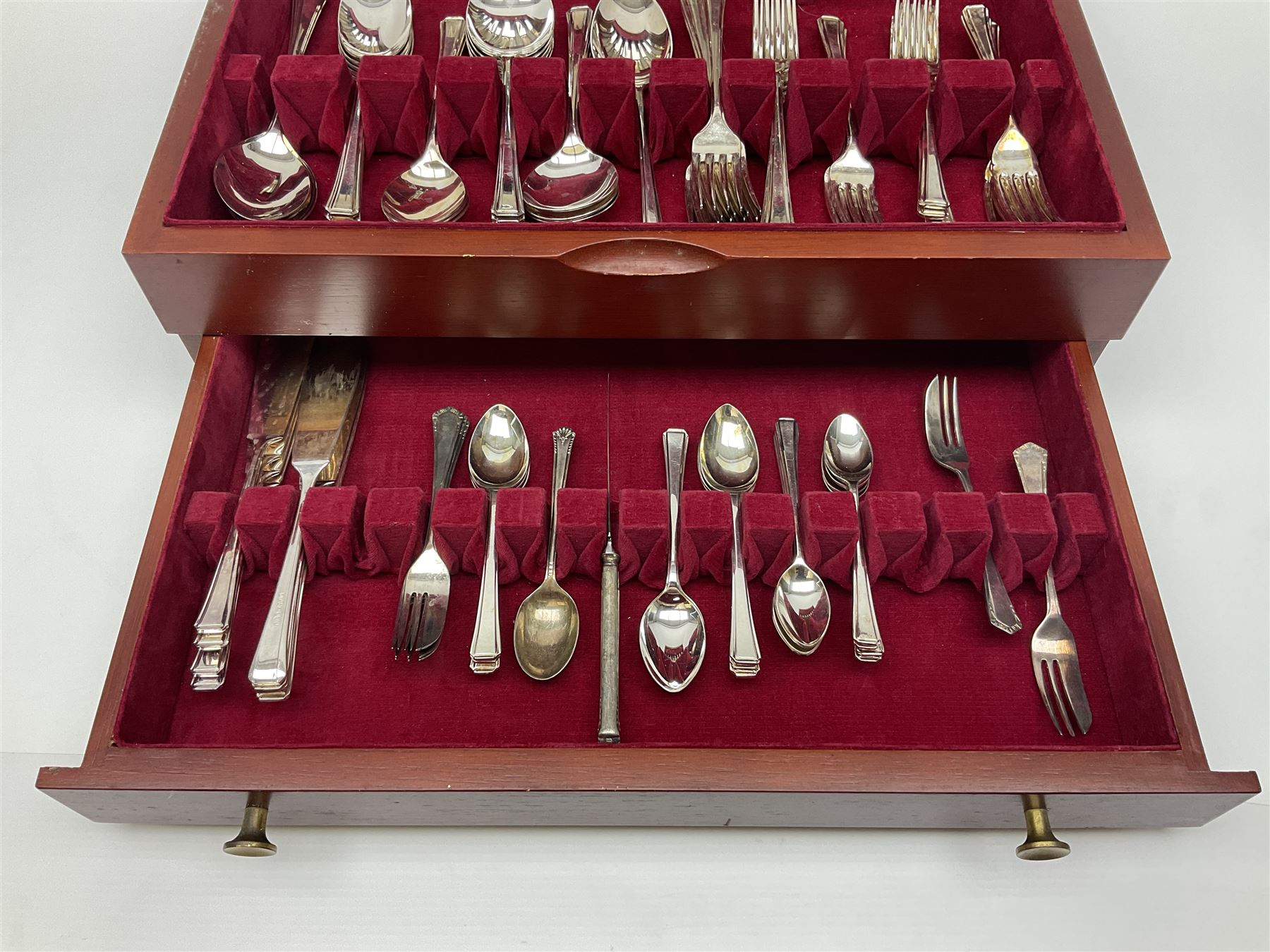 Silver plated Harrison Fisher & Co canteen of cutlery, stamped HF & Co, with similar cutlery