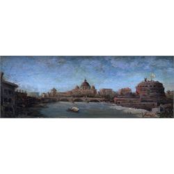 Continental School (19th Century): View of St Peter's Basilica and Castel Sant'Angelo - Ro...