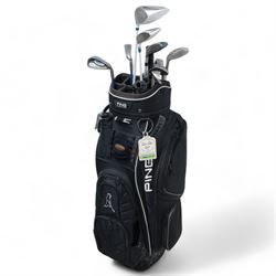 Collection of PING gold clubs and carry bag 