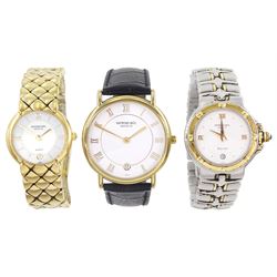 Three Raymond Weil quartz wristwatches including Parsifal and two gold-plated