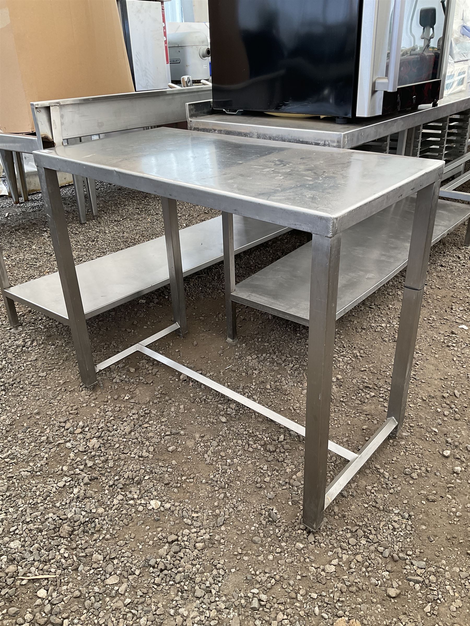 Small stainless steel preparation table, H stretcher base - THIS LOT IS TO BE COLLECTED BY APPOINTMENT FROM DUGGLEBY STORAGE, GREAT HILL, EASTFIELD, SCARBOROUGH, YO11 3TX