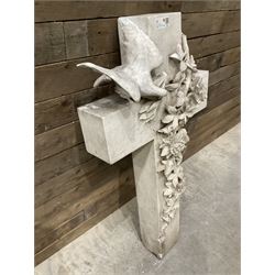 20th century marble crucifix, set with peace dove and wreath