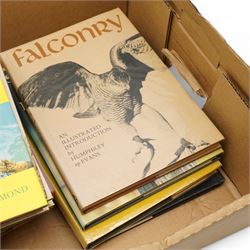 Collection of books relating to falconry and birds of prey, in one box