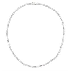 18ct white gold round brilliant cut diamond necklace, stamped, total diamond weight approx...