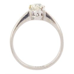 18ct white gold single stone old cut diamond ring, stamped, diamond approx 0.45 carat