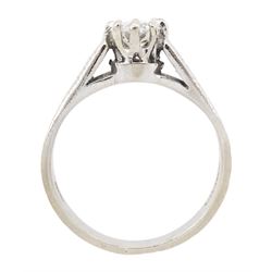 18ct white gold single stone round brilliant cut diamond ring, London 1973, diamond approx 0.40 carat