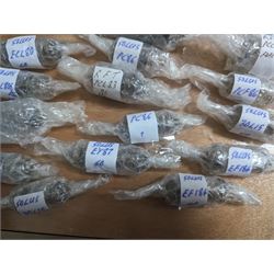 Large collection of thermionic valves/vacuum tubes, by various makers, mostly wrapped in bubble wrap with identifying stickers, together with a collection of empty valve boxes including Pinnacle, Mullard etc