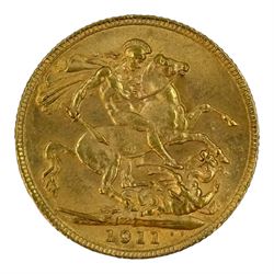 King George V 1911 gold full sovereign coin