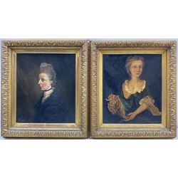 English School (19th/20th century): Margaret Caroline Howard, Countess of Carlisle and Eleanor Hobson of Kirkbymoorside, pair oils on canvas signed with indistinct monogram and dated 1900, extensively titled on the slips 35cm x 30cm (2)